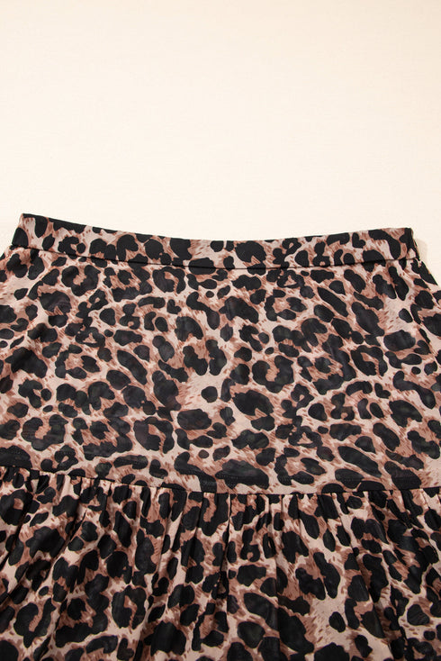 Reversible Leopard Floral Ruffle Hem Southern Maxi Skirt